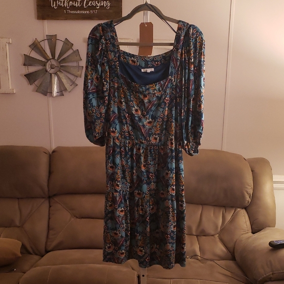 Maurices Plus Multicolor Floral Long Sleeve Dress 1X - Picture 1 of 7